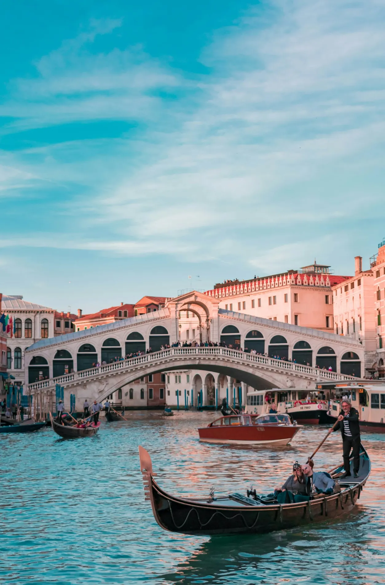 Gondolas on the Grand Canal in Venice